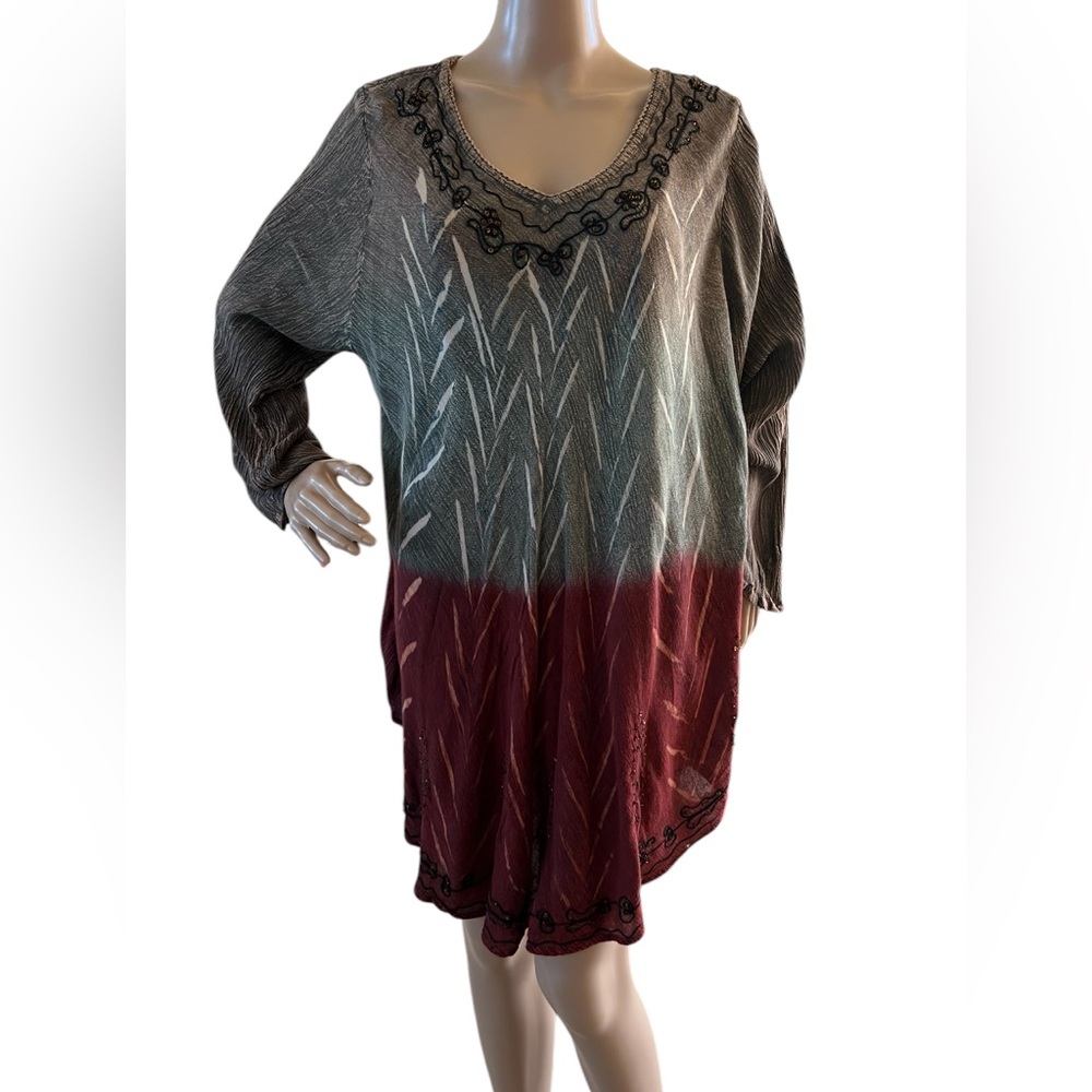 Greater Good Tunic Asymmetrical Hem Embellishments Top Boho Gauze